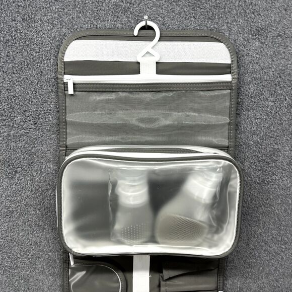 GoGo Travel Bag Hanging Toiletry Cosmetic Pouch Gray Compact Purse - Picture 4 of 11